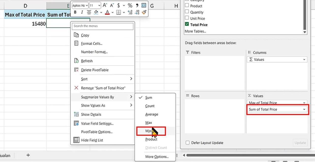 Mengubah Fungsi Pivot Table SUM menjadi COUNT dan AVERAGE | Kursus ...