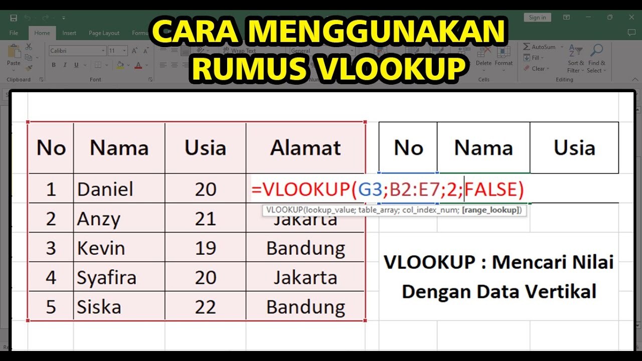 Cara Menggunakan Rumus VLOOKUP di Excel | Belajar VLOOKUP dari Nol ...